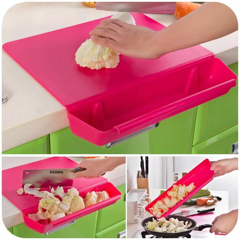 Non-Slip 2-in-1 Cutting & Pressing Board with Detachable Storage - Plastic Kitchen Set