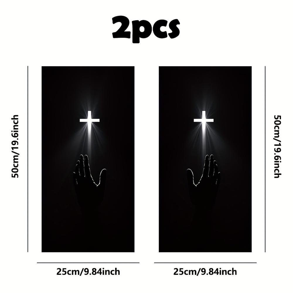 2Pcs Cross Light B-pillar Car Sticker Easy To Paste Without Leaving Glue Marks Jesus Faith Disposable Car Decoration Car Sticker 2pcs