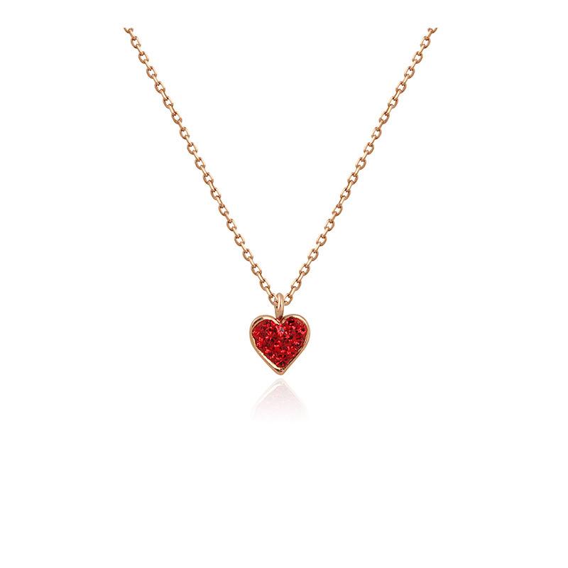 Little Red Heart Necklace: 925 Sterling Silver Clavicle Chain, Sweet & Versatile INS Style, Ideal Christmas Gift for Women.