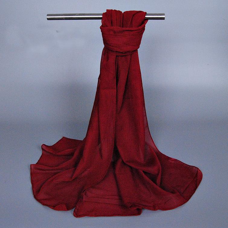 Thin Chinese Red Solid Chiffon Small Silk Scarf  Souvenir  Small Gift  Thin Big Red Women's Gauze Scarf