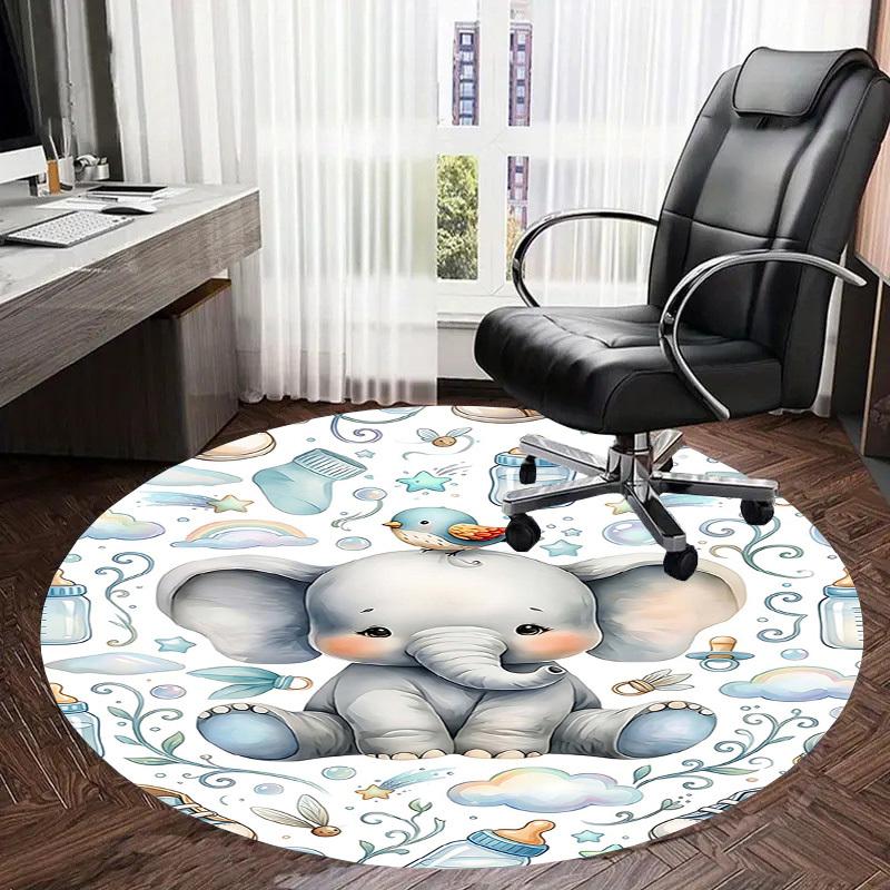 1PC Elephant Bird Non-Slip Floor Round carpet, Office, family, bedroom, Large Area Rug Indoor Rugs, Durable Polyester-L0373