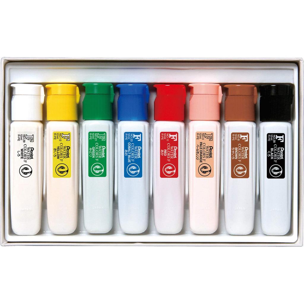 PENTEL F Watercolor Paints Poly 8 Colors WFC2-8, Tube,