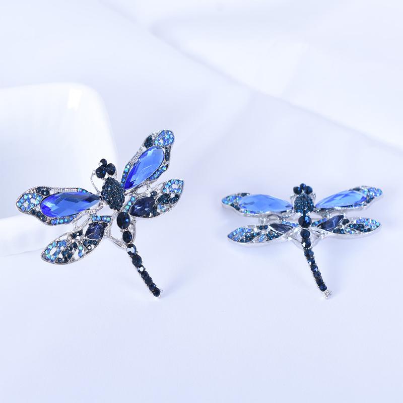 Blue Crystal Vintage Dragonfly Brooches High Quality Fashion Insect Brooch Pins