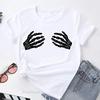 Skull Hands Print T-shirts Women Summer 2024 Gothic Clothes Casual Round Neck Graphic Tees Fashion T Shirt Femme Camisetas Mujer