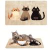 1Pcs Cute Cat Feeding Mat Waterproof Spill-Resistant Pet Food Bowl Placemat Easy Clean Tabby Design Indoor Pet Accessories