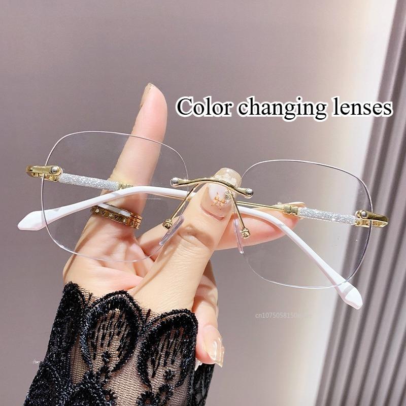 

Photochromic Myopia Glasses Unisex Trendy Luxury Cat Eye Glasses Fashion Women Men Ladies Stylish Anti-Uv Short Sight Eyewear -4.0