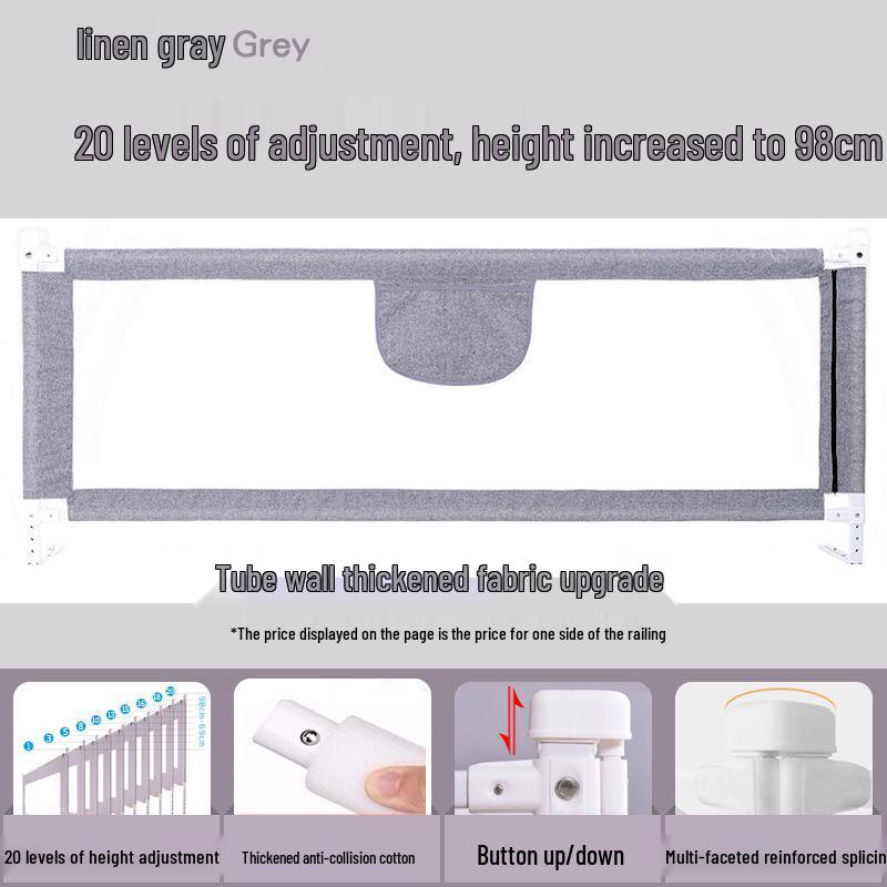 3-Sided Baby Bed Guardrail with Vertical Lifting for Safety & Anti-Collision