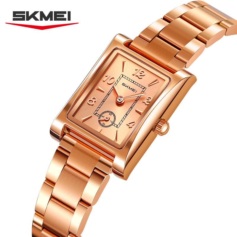 Skmei 2570 Elegant Fashion Women Quartz Watch Costume Stainless Steel Band Waterproof Rectangle in Stock Casual Watch Set