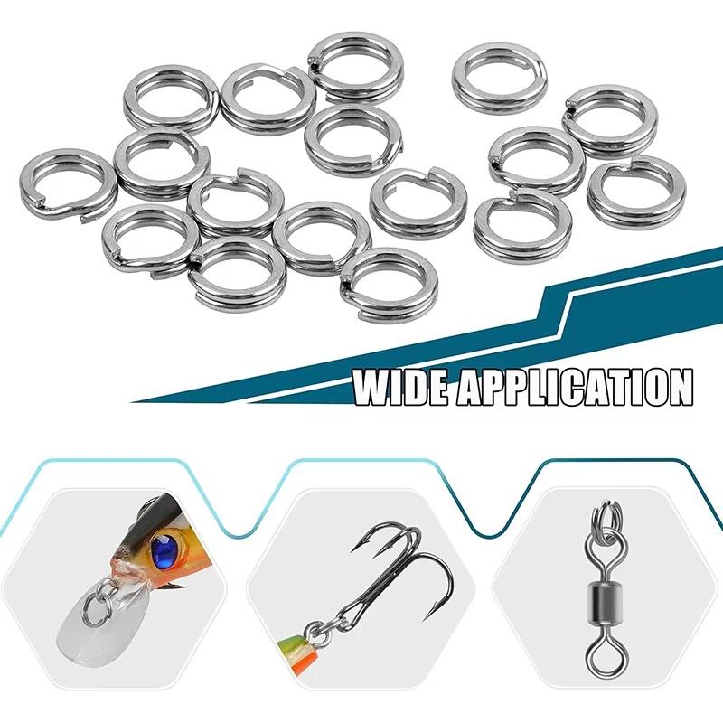 Flat Stainless Steel Lure Three Hook Connector Improved Strength Steel Ring for Multiple Fishing Applications