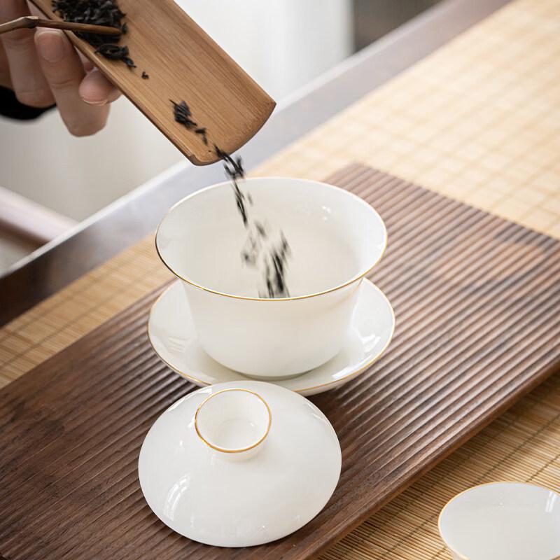 ZISIZ Dehua White Porcelain Gaiwan Kung Fu Tea Set