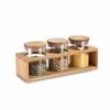 DKD Home Decor-Set of 3 DKD Home Decor Jars 31 X 11 X 11.5 Cm Natural Bamboo Borosilicate Glass