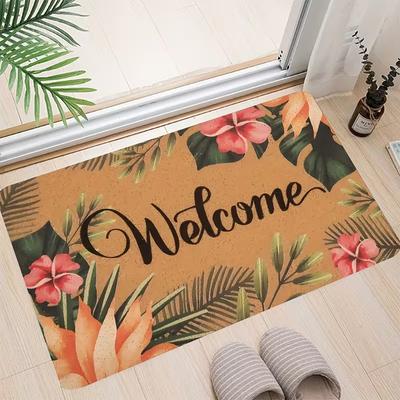Floral  Welcome Mats for Front Door Indoor Entry Doormat Non-Slip Kitchen Rug Washable Floor Mats