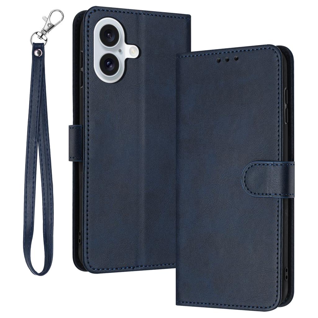 For iPhone 16 Plus Case PU Leather Flip Phone Cover Calf Texture Handbag
