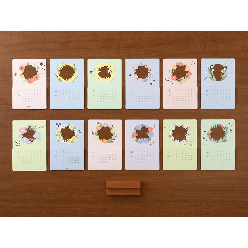 Midori 2026 Limited Seasonal Desktop Calendar with Floral 31368006 Calendar, Edition, Bookmark, Design,