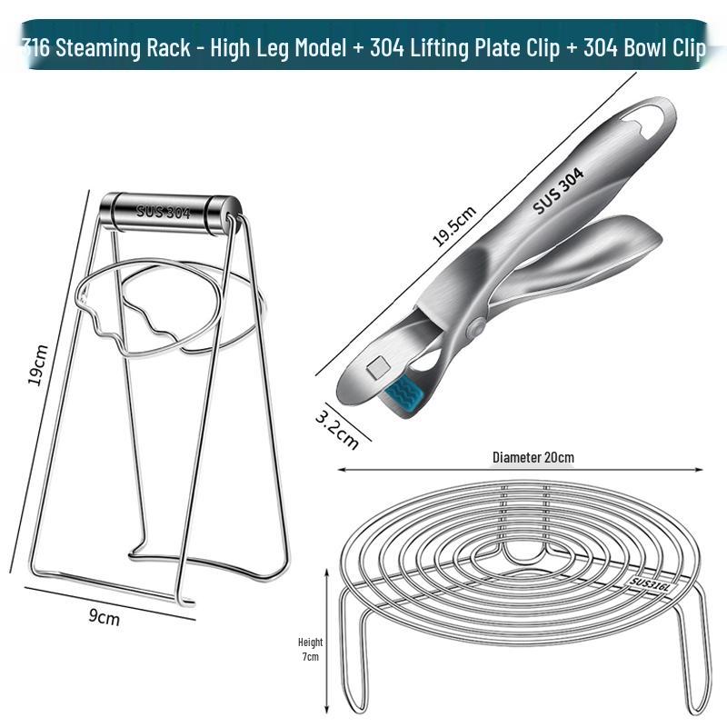 316 Stainless Steel Steamer Rack for Buns and Vegetables - Pressure Cooker Tray & Water Bath Separator