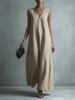 European and American Spring and Summer New Casual Temperament V-neck Fashion Sleeveless Cotton Dress Women's Summer