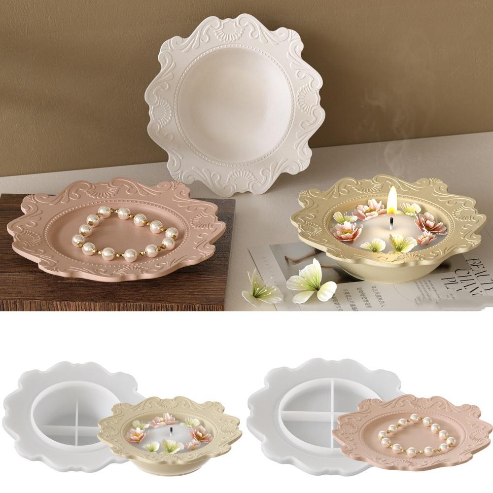 European Style Relief Pattern Tray Silicone Mold DIY Plate Placement Decoration Epoxy Resin Silicone Mold Home Decoration