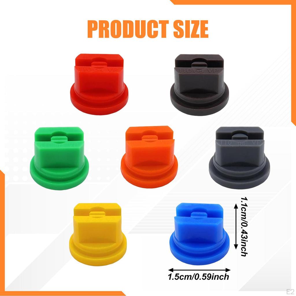 7x Spray Nozzle Tips Parts Wear Resistant 110 Degree Flat Fan Shaped for Garden Irrigation Water