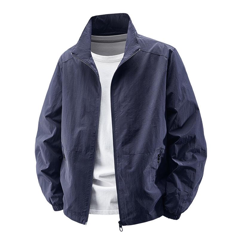 2026 Men's Waterproof Stand Collar Jacket - Lightweight, Trendy, Casual Outerwear for Spring and Autumn
