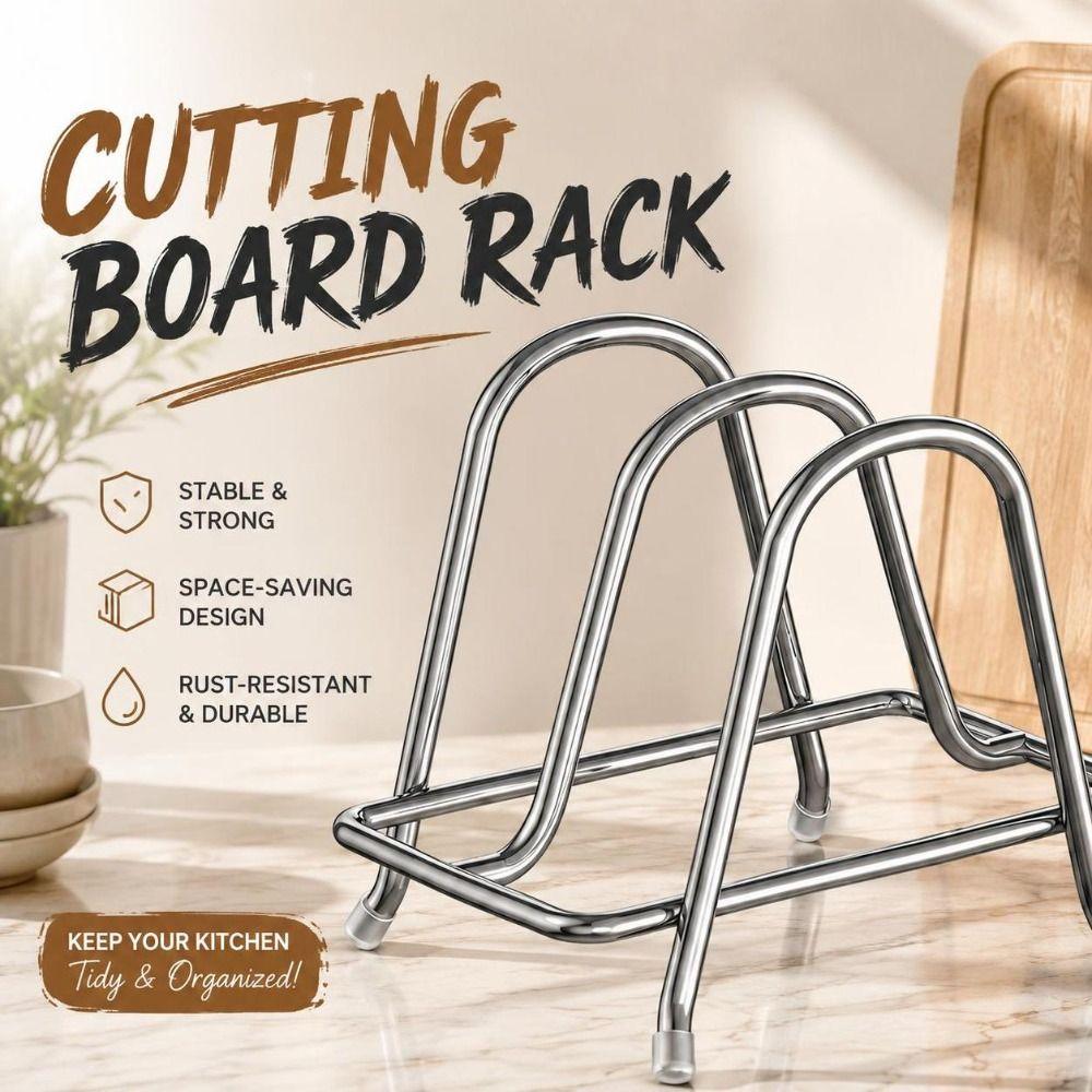 Stainless Steel Cutting Board Holder 3-Slot Chopping Board Organizer Cutting Board Storage