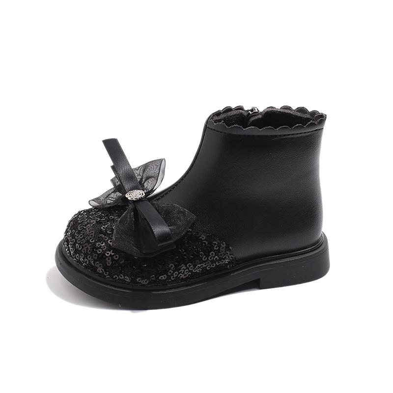 

New style girls winter boots cotton boots for children short boots with fur for girls 35 чорний