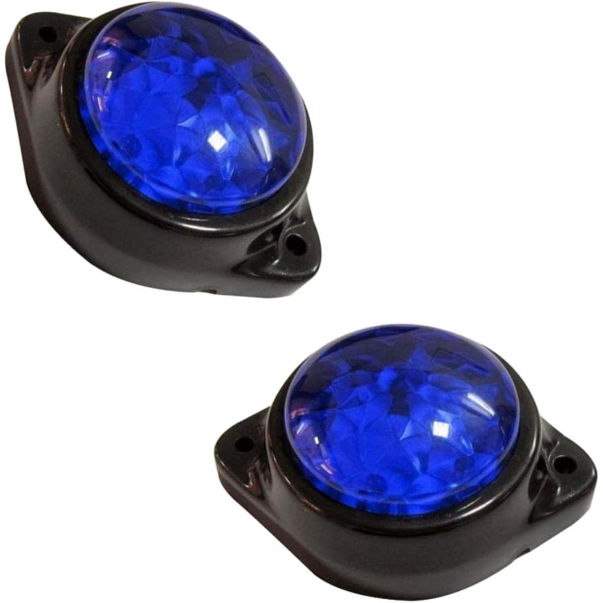 APSMOTIV 2Pcs Round Blue LED Rear Side Marker Clearance Lights Indicator for RV Camper Motorhome Truck Trailer 24V Side Marker