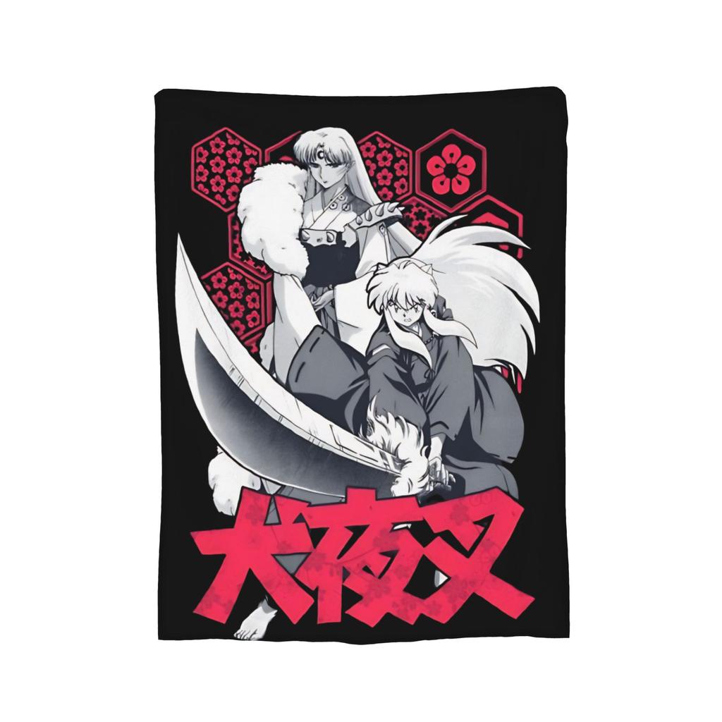 Fox Samurai Japanese Anime Coral Fleece Plush Throw Blanket Inuyashas Blanket for Bed Couch Ultra-Soft Quilt,