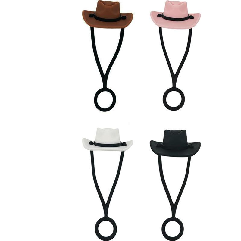 Silicone Cowboy Hat Straw Cap Cute Hat Shape Straw Topper Reusable Straw Tip Protector Cap Mug Accessory Gift Straws Cap