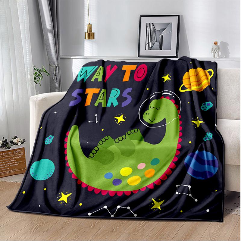 Cartoon Dinosaur Space Cute Dino Children Soft Plush Blanket,Flannel Blanket Throw Blanket for Living Room Bedroom Bed Sofa Kids
