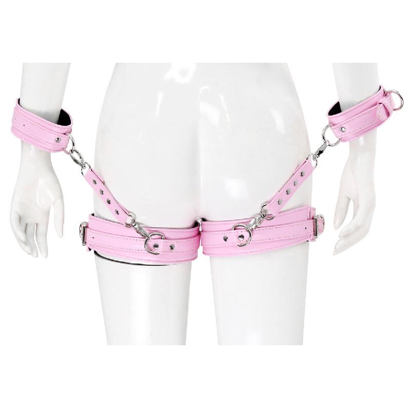 BDSM PU Leather Waist To Wrist Restraint Harness Set Adjustable Bondage Belt with Cuffs Slave Role Play Adult Sex Toy for Women