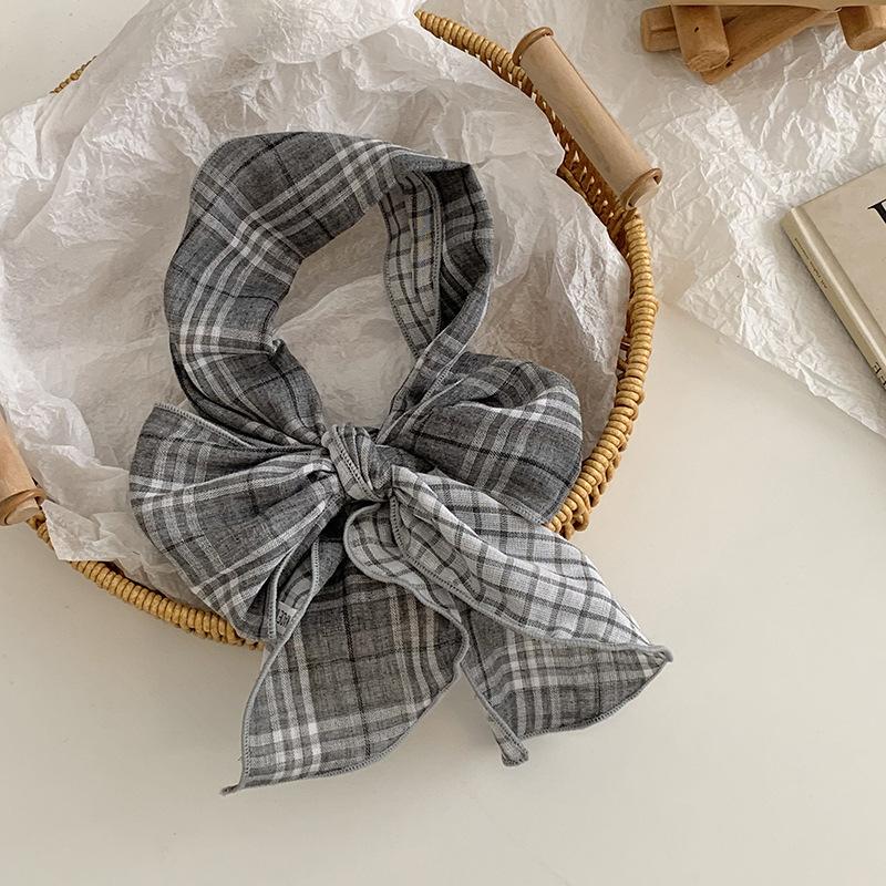 Long Silk Scarf, New with Shirt Neck Protector, Thin Scarf, Neck Circumference, Neck Scarf, Plaid Headscarf, Headband, Hair Tie.