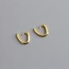Sterling Geometric Oval Hoop Earrings Women Gold Plated Minimalist Chic Studs Fashion Accessory