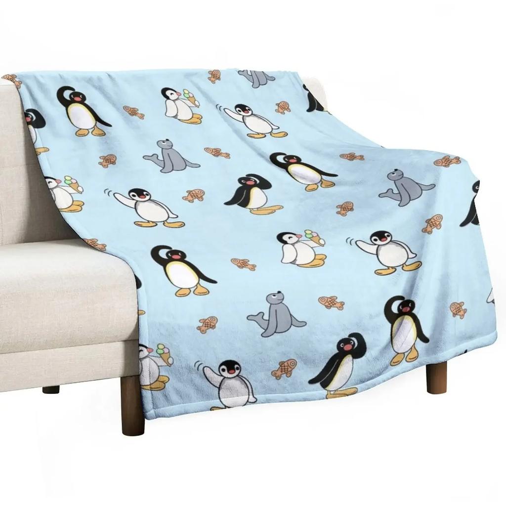 Noot pingu and friends Throw Deka Měkká plyšová kostkovaná roztomilá deka kostkovaná letní deka