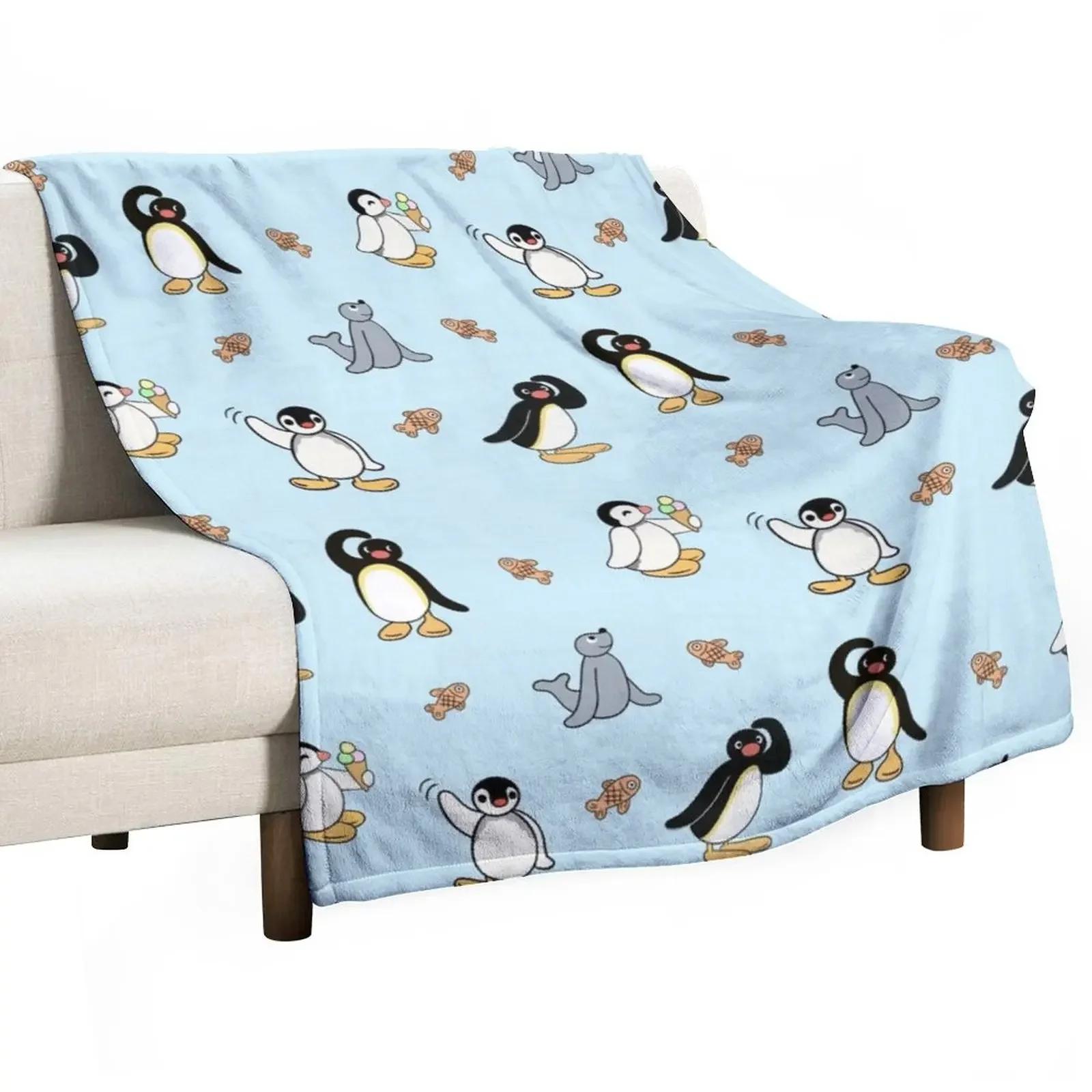 

Плед Noot Pingu and Friends, мягкое плюшевое плед, милое плед, летнее плед в клетку 50x60in