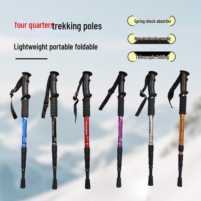 Telescopic Aluminum Alloy Shock-Absorbing Ultra-Light Adjustable Elderly Walking Cane with Straight and Curved Handle Options