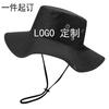 LOGO Printing Embroidered Cotton Sunshade Bucket Hat Men's Sunscreen UV Protection Big Eaves Hat Foldable Hiking
