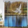 Scenic Forest Waterfall Shower Curtain Tropical Jungle Plants Trees Lake Nature Landscape Wall Hanging Bathroom Decor Curtains