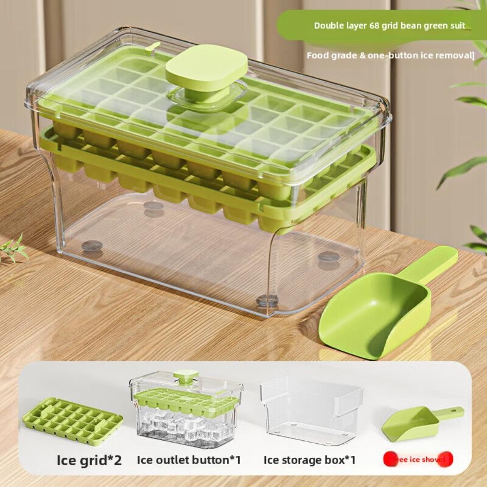 34/68 Grid Ice Cube Mold Push Type Easy To Take Ice Cube Bucket Multifunctional Ice Maker Refreshing Ice Cube Ice Box