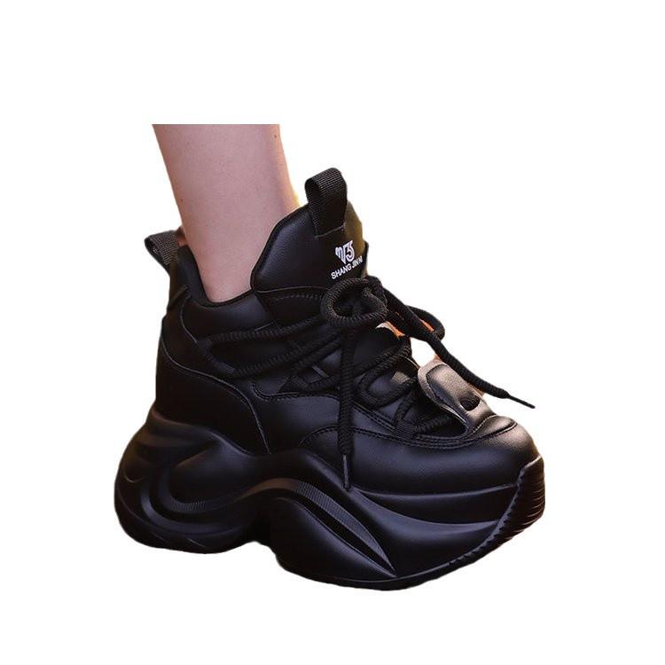 Women's Stylish Platform Dad Shoes - 2024 Autumn Collection, Casual Thick-Soled Leather with Inner Height Boost