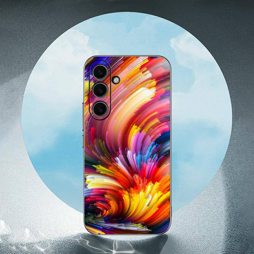 Fashion Colorful Pattern IMD Art For Samsung Galaxy S23 S24 S25 Ultra S22 Plus S21 Black Soft Case Waterproof Soft Case