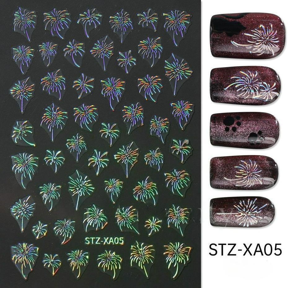 

3D Лазерні Наклейки на Нігті Барвисті Квіткові Клейкі Слайдери Декалі Наклейки для Манікюру Декорації