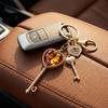 Keychain Pendant Imitation Gemstone Inlaid Heart Design Key Chain with Anti-Oxidation Lobster Clasp Backpacks