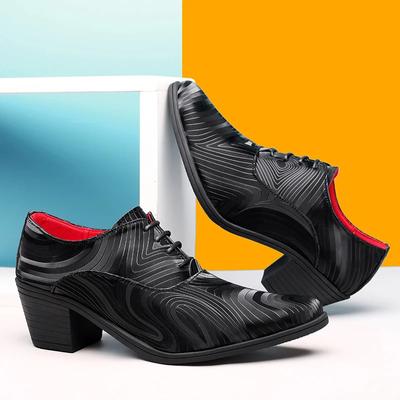 Fashion 2024 New Fashion Black Formal Shoes for Men Pointed Leather Elegant Mens Dress Shoes Lace-up Heel Shoe Men Zapatos Hombre Vestir