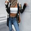 Autumn and Winter Fashion Women's Flower Long Sleeve Medium Length Sweater Cardigan