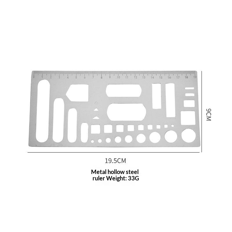 Geometric Ruler Pattern Planner Steel Ruler Multifunctional Hollow-Out Stainless Steel Metal Drawing & Doodling Ruler For Daily