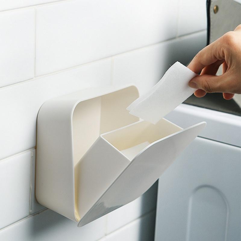Multifunctional Creative Cotton Swab Storage Box Wall-mounted Cotton Pad Flip Dustproof Small Bathroom Supplies Plastic