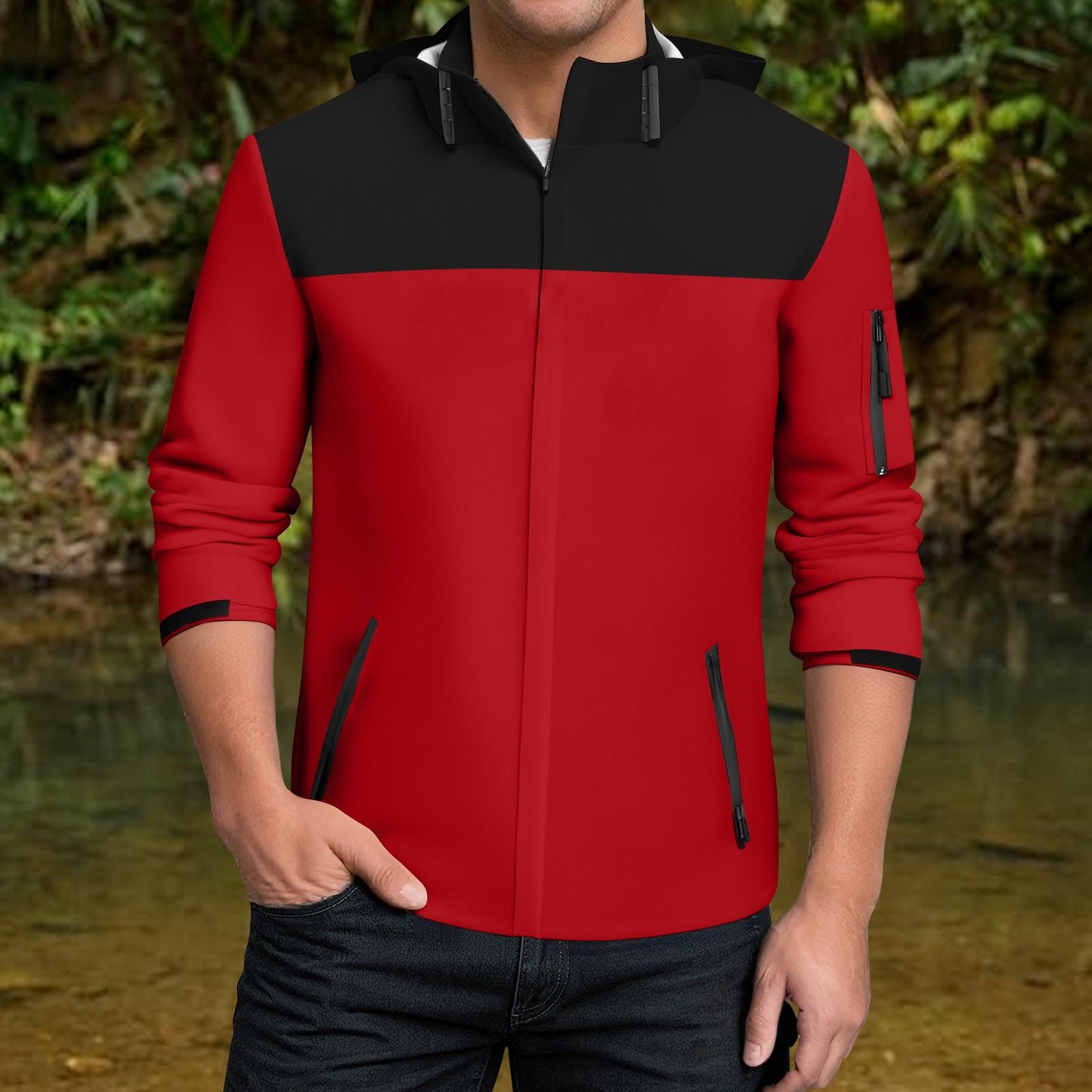 

Чоловіча водонепроникна вітрівка, легкий дощовик з капюшоном для повсякденного носіння L чорний