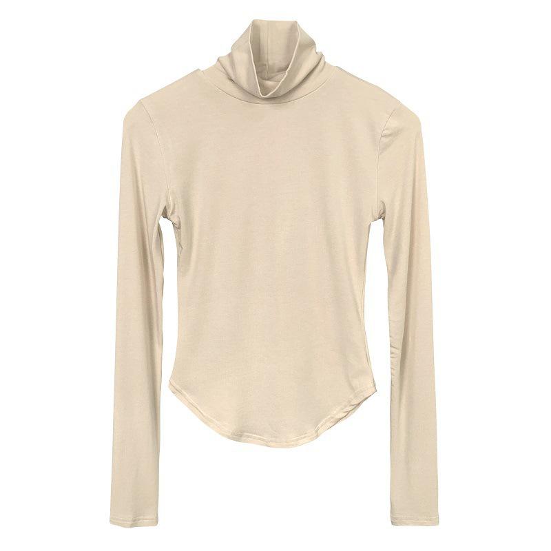 Korean Sexy Bust-Enhancing High Neck Slimming Long Sleeve T-shirt for Women