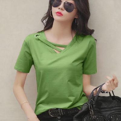 Damen 2025 Sommer V-Ausschnitt Lockeres Weißes T-Shirt, Koreanischer Stil, Übergröße Trendiges Oberteil