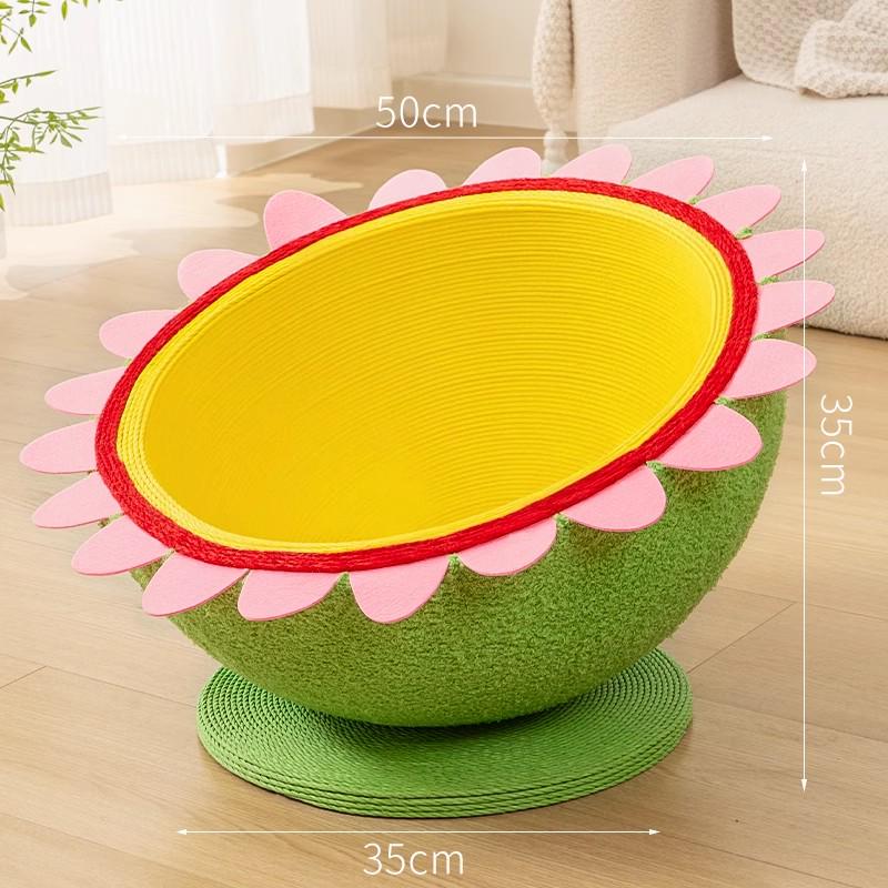 Round Summer Cat Bed & Scratcher: Sisal, Non-Shedding, Wear & Scratch-Resistant
